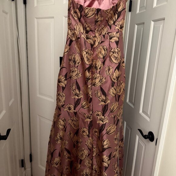 Gowning Around Mauve Floral Jacquard Strapless Maxi Dress - Picture 2 of 3